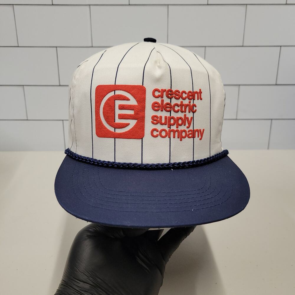 Vintage Crescent Electric Supply Company Pinstripe Snapback Hat USA